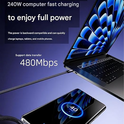 240W Fast Charging Cable with Built-In Phone Stand